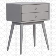 gray mid-century side table by elle decor - modern accent bedside nightstand with two drawers logo