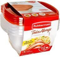 🔴 rubbermaid 5.2 cups takealongs deep square food storage containers, 4-pack, chili red tint логотип