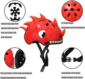 img 1 attached to Lightweight Red Dinosaur Toddler Bike Helmet - Safety Gear for Kids Ages 2-4 Years for Cycling, Skateboarding, Scooting, Skating