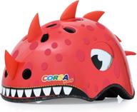 lightweight red dinosaur toddler bike helmet - safety gear for kids ages 2-4 years for cycling, skateboarding, scooting, skating logo