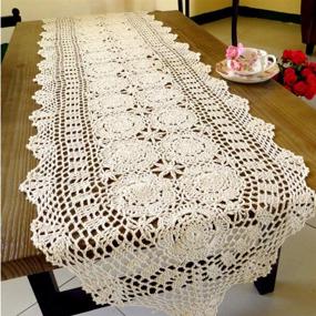 img 4 attached to Delicate Elegance: Kilofly Handmade Crochet Cotton Tablecloth