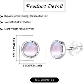 img 3 attached to 😻 Hypoallergenic 925 Sterling Silver Small Gemstone Cat Eye Earrings for Women and Girls - Cute Ear Piercing Jewelry for Sensitive Ears