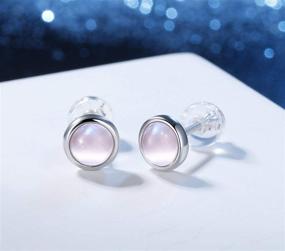 img 1 attached to 😻 Hypoallergenic 925 Sterling Silver Small Gemstone Cat Eye Earrings for Women and Girls - Cute Ear Piercing Jewelry for Sensitive Ears