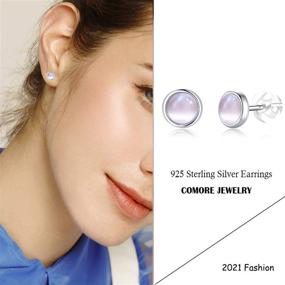 img 2 attached to 😻 Hypoallergenic 925 Sterling Silver Small Gemstone Cat Eye Earrings for Women and Girls - Cute Ear Piercing Jewelry for Sensitive Ears