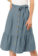 👗 stylish & trendy: allegra k women's vintage a-line belted ruffle midi skirt - high waisted button decor included logo