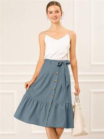 img 1 attached to 👗 Stylish & Trendy: Allegra K Women's Vintage A-Line Belted Ruffle Midi Skirt - High Waisted Button Decor Included