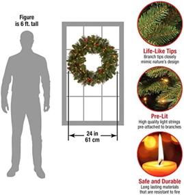 img 2 attached to 🎄 National Tree Company Pre-Lit Artificial Christmas Wreath: Green Crestwood Spruce, 24 Inches, White Lights, Pine Cones and Berry Clusters