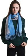 women's warm & soft winter scarf – 100% cashmere with fringed edges, gift ready, solid/plaid/two-tone color options available logo