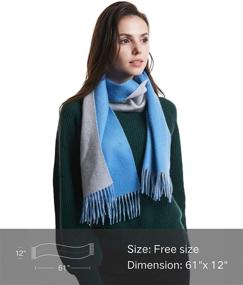 img 2 attached to Women's Warm & Soft Winter Scarf – 100% Cashmere with Fringed Edges, Gift Ready, Solid/Plaid/Two-Tone Color Options Available
