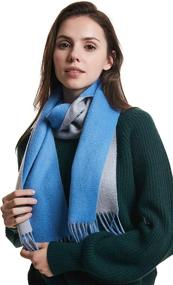 img 3 attached to Women's Warm & Soft Winter Scarf – 100% Cashmere with Fringed Edges, Gift Ready, Solid/Plaid/Two-Tone Color Options Available