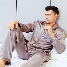 img 1 attached to 💤 Luxurious Men's Satin Pajamas: Ultimate Sleepwear Loungewear