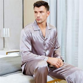 img 2 attached to 💤 Luxurious Men's Satin Pajamas: Ultimate Sleepwear Loungewear