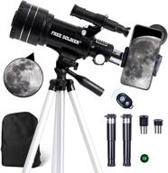 🌌 discover the universe: free soldier telescope for kids & astronomy beginners - 70mm aperture refractor telescope for stargazing with adjustable tripod, phone adapter & wireless remote - perfect astronomy gift, black logo