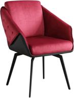 🪑 red antique velvet accent chair with armrests: swivel computer desk armchair for home office, study, and bedroom upholstery logo