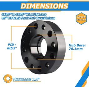 img 3 attached to 🔧 Колесные свины высокого качества 1,5 дюйма - 6x5.5 для Silverado 1500, Sierra 1500, Yukon | С расточкой по центру с диаметром 78,1 мм и резьбой 14x1,5 | Улучшенная посадка для Tahoe, Avalanche, Express, Suburban | Подходит для моделей 1999-2021
