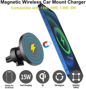 img 1 attached to Powerful Catalpa U High Suction Magnetic 15W Fast Charging Car Mount Wireless Charger for iPhone 12/12 Pro Max/12 Mini/11/11 Pro/XS Max/XR/Samsung Galaxy Note20 Qi Wireless Phones