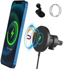 img 4 attached to Powerful Catalpa U High Suction Magnetic 15W Fast Charging Car Mount Wireless Charger for iPhone 12/12 Pro Max/12 Mini/11/11 Pro/XS Max/XR/Samsung Galaxy Note20 Qi Wireless Phones