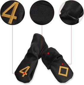 img 3 attached to Premium 10pcs Black Hybrid Iron Head Covers Protector Set with Large Gold Number - Ultimate Golf Accessories