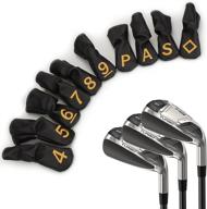 premium 10pcs black hybrid iron head covers protector set with large gold number - ultimate golf accessories logo