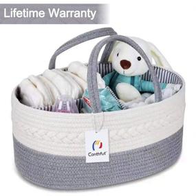 img 3 attached to Conthfut Baby Diaper Caddy Organizer: 100% Cotton Rope Nursery Storage Bin for Boys and Girls with Removable Inserts – Large Tote Bag & Car Organizer - Perfect Baby Shower Basket