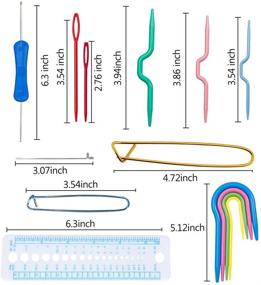 img 2 attached to 🧶 Полный набор из 94 предметов для вязания: швейные, вязальные и крючковые принадлежности с иглами, держателями петель, маркерами и другими аксессуарами!