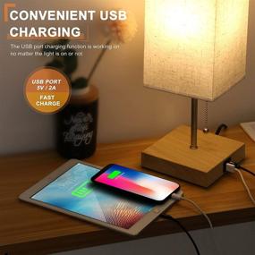 img 3 attached to 🟠 Zavjyet Bedside Table Lamp: Modern Design with 2 USB Charging Ports & AC Outlet, Beige Fabric Shade, Perfect for Bedroom, Living Room, Study Room, Office (Orange)