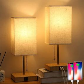 img 4 attached to 🟠 Zavjyet Bedside Table Lamp: Modern Design with 2 USB Charging Ports & AC Outlet, Beige Fabric Shade, Perfect for Bedroom, Living Room, Study Room, Office (Orange)