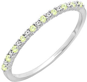 img 3 attached to 💎 Dazzlingrock 14K Gold Ladies Anniversary Stackable Band with Round Peridot & White Diamond - Exquisite Wedding Ring