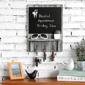 img 2 attached to 🏡 MyGift Rustic Gray Wood Wall-Mounted Organizer: Chalkboard, Shelf & Key Hooks - Stylish and Practical Solution for Home Organization