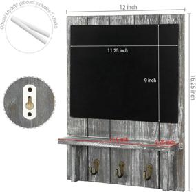 img 1 attached to 🏡 MyGift Rustic Gray Wood Wall-Mounted Organizer: Chalkboard, Shelf & Key Hooks - Stylish and Practical Solution for Home Organization