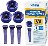 🔍 veva 6 pack premium vacuum filter set for dyson v6 absolute vacuums - includes 3 pre filters and 3 hepa filters (part # 965661 & 966741) логотип