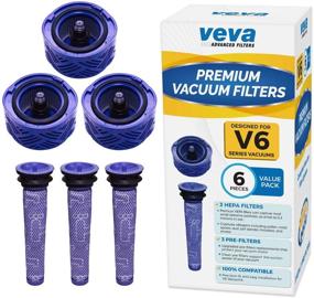 img 4 attached to 🔍 VEVA 6 Pack Premium Vacuum Filter Set for Dyson V6 Absolute Vacuums - Includes 3 Pre Filters and 3 HEPA Filters (Part # 965661 & 966741)