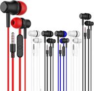 premium earbuds headphones with microphone - wired 🎧 stereo in-ear bass earphones for iphone & apple (6 pack) logo