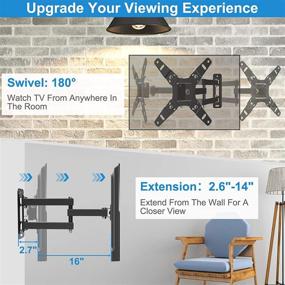 img 2 attached to 📺 JUSTSTONE Swivel Tilt TV Wall Mount - Full Motion Bracket for 13-45 Inch LED LCD Flat Curved Screen TVs & Monitors