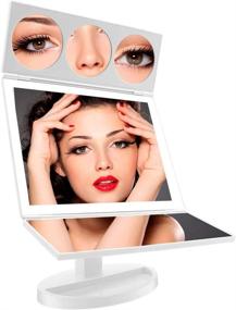 img 3 attached to 💡 Ultra-Bright Lighted Vanity Makeup Mirror (Extra-Large Model), Funtouch LED Lighted Desktop Mirror with 44 LED Lights, Adjustable Touch Screen and 10X Magnifying Mirror, 360° Rotating Tabletop Cosmetic Mirror