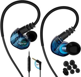 img 4 attached to 🎧 In-Ear Sweatproof Earphones with Microphone and Remote for Running, Gym, Jogging, Workout - Noise Cancelling, Over Ear Design (Blue)