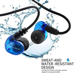 img 1 attached to 🎧 In-Ear Sweatproof Earphones with Microphone and Remote for Running, Gym, Jogging, Workout - Noise Cancelling, Over Ear Design (Blue)