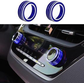 img 2 attached to 🔵 Thor-Ind Blue Engine Start Stop Button AC Air Conditioner Knob Rearview Mirror Knob Cover Trim Compatible with Toyota Corolla 2019-2021