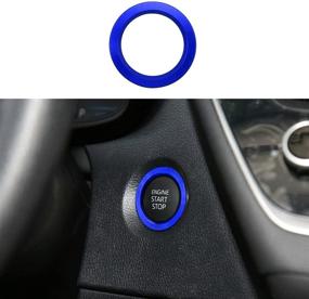 img 1 attached to 🔵 Thor-Ind Blue Engine Start Stop Button AC Air Conditioner Knob Rearview Mirror Knob Cover Trim Compatible with Toyota Corolla 2019-2021