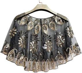 img 4 attached to 👗 1920s Women's Evening Cape: Sequin Shawl Wrap, Beaded Flapper Cover Up Cloak