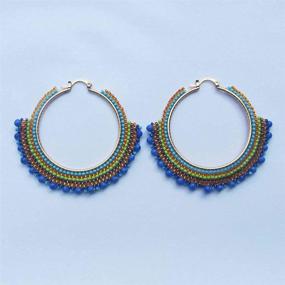 img 1 attached to 🌸 Native American-inspired Handmade Beaded Hoop Earrings: Modern Twist on Traditional Seed Bead Work Jewelry