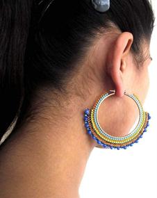 img 2 attached to 🌸 Native American-inspired Handmade Beaded Hoop Earrings: Modern Twist on Traditional Seed Bead Work Jewelry