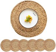 🍽️ cy sisters 14inch woven placemats: farmhouse circle placemats for dining table - set of 6 logo