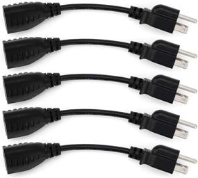 img 4 attached to Outlet Saver Power Extension Cable, 6-Inch, Pack of 5, 18 AWG