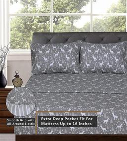 img 1 attached to 🦌 Ruvanti 100% Cotton Flannel Sheets Set - Twin Size - Festive Deer Design - Deep Pocket - Super Soft & Moisture Wicking - Includes Flat Sheet, Fitted Sheet & Pillowcase