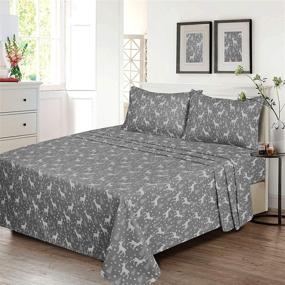 img 2 attached to 🦌 Ruvanti 100% Cotton Flannel Sheets Set - Twin Size - Festive Deer Design - Deep Pocket - Super Soft & Moisture Wicking - Includes Flat Sheet, Fitted Sheet & Pillowcase