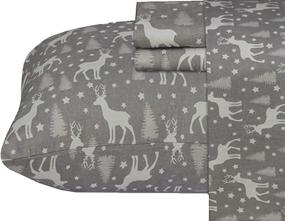 img 4 attached to 🦌 Ruvanti 100% Cotton Flannel Sheets Set - Twin Size - Festive Deer Design - Deep Pocket - Super Soft & Moisture Wicking - Includes Flat Sheet, Fitted Sheet & Pillowcase