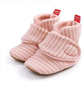 img 2 attached to 👶 FEAMODAL Soft Non Skid Boots with Grippers - Cozy Fleece Booties for Newborn Infant Baby Boys and Girls, Toddler First Walkers Winter Ankle Crib Shoes