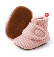 👶 feamodal soft non skid boots with grippers - cozy fleece booties for newborn infant baby boys and girls, toddler first walkers winter ankle crib shoes logo