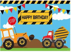 img 4 attached to 🏗️ 7x5FT Construction Theme Photography Backdrop Funnytree for Boy Birthday Party Banner Decoration Digger Trucks Background Photo Booth Photocall